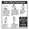 Safe Lifting Techniques Labels (Black/Red on White; 10