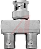 Adapter; BNC Male to Dual BNC Female, T-Type; Nickel Plated Brass; Brass; Gold - 70197080 - Allied Electronics, Inc.