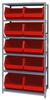 Open Shelving, 6Shelves, 10Bins, Red; Shelving Unit Type Quantum Storage - 44AC6726 - Newark, An Avnet Company