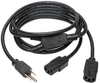 Y Splitter Power Cable, NEMA 5-15P to 2x C13 - 10A, 125V, 18 AWG, 6 ft., Black -- P006-006-2