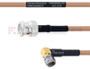 BNC Male to RA SMA Male MIL-DTL-17 Cable M17/128-RG400 Coax in 100 cm - FMHR0062-100CM - Fairview Microwave Inc.