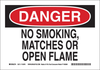 Brady B-586 Paper Rectangle White Smoking Not Permitted Sign - 14 in Width x 10 in Height - TEXT: DANGER NO SMOKING, MATCHES OR OPEN FLAME - 115977 -- 754473-18620