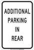 Brady B-401 High Impact Polystyrene Rectangle White Parking Restriction, Permission & Information Sign - 12 in Width x 18 in Height - TEXT: ADDITIONAL PARKING IN REAR - 129562 - 754473-78632 - R. S. Hughes Company, Inc.