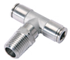 Push-to-connect male branch tee, 316 stainless steel, 1/4