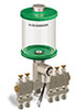 Green Color Key, Clear View Multiple Feed Electro Lubricator, 1 pt Acrylic Reservoir, 5 Feeds, 1/4” OD Tube Outlets, 24VDC - B5162-016AB05024D1GW - Oil-Rite Corp.