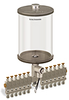Clear View Multiple Feed Electro Lubricator, 1/2 gal Acrylic Reservoir, 12 Feeds, 1/4” OD Tube Outlets, 24VDC - B4462-064AB12024D1W - Oil-Rite Corp.