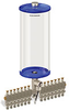 Blue Color Key, Clear View Multiple Feed Electro Lubricator, 1 gal Acrylic Reservoir, 14 Feeds, 1/4” OD Tube Outlets, 24VDC - B5162-128AB14024D1BW - Oil-Rite Corp.