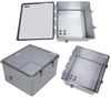18x16x10 Polycarbonate Weatherproof Outdoor IP66 NEMA 4X Enclosure, Modified Base Drilled Mount Clear Lid DKGY -- TEWPC181610-01