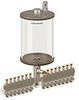 Levelux Clear View Multiple Feed Manual Lubricator, 1/2 gal Acrylic Reservoir, 15 Feeds, 1/8