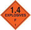 Brady B-101 Polycoated Tagstock Square Orange Truck Placards Sign - 10 3/4 in Width x 10 3/4 in Height - TEXT: EXPLOSIVE 1.4F 1 - 63400 - 754476-63400 - R. S. Hughes Company, Inc.