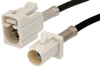 White FAKRA Plug to FAKRA Jack Cable 36 Inch Length Using PE-C100-LSZH Coax - PE38748B-36 - Pasternack