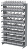 Akro-Mils 400 lb Clear Gray Powder Coated Steel 16 ga Single Sided Fixed Rack - 36 3/4 in Overall Length - 50 Bins - Bins Included - APRSAST CLEAR -- APRSAST CLEAR - Image