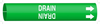 Brady Bradysnap-On B-915 White on Green Plastic Snap-On Pipe Marker - 1/2 in Character Height - Printed Msg = DRAIN with Right Arrow - 4055-A - 754476-40442 - R. S. Hughes Company, Inc.