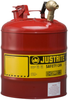 Justrite Red Steel 5 gal Safety Can - 15 7/8 in Height - 11 3/4 in Overall Diameter - 697841-14025 - 697841-14025 - R. S. Hughes Company, Inc.