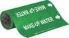 Brady B-946 White on Green Vinyl Self-Adhesive Pipe Marker - 12 in Height - 30 ft Length - Printed Msg = MAKE-UP WATER with Left Arrow - 15552 - 754476-15552 - R. S. Hughes Company, Inc.