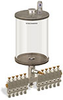 Levelux Clear View Multiple Feed Manual Lubricator, 1/2 gal Pyrex Reservoir, 11 Feeds, 1/4” OD Tube Outlets - B5178-064PB111W - Oil-Rite Corp.