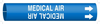 Brady Bradysnap-On B-915 White on Blue Plastic Snap-On Pipe Marker - 1/2 in Character Height - Printed Msg = MEDICAL AIR with Right Arrow - 4096-A - 754476-47864 - R. S. Hughes Company, Inc.