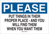 Brady B-302 Polyester White Keep Clean Reminder Sign - 14 in Width x 10 in Height - Laminated - 85669 - 754476-85669 - R. S. Hughes Company, Inc.