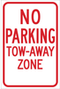Brady B-959 Aluminum Rectangle White Parking Restriction, Permission & Information Sign - Reflective - TEXT: NO PARKING TOW-AWAY ZONE - 115522 - 754473-18514 - R. S. Hughes Company, Inc.