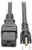 Computer Power Cable, C19 to 5-15P - Heavy Duty, 15A, 125V, 14 AWG, 10 ft., Black -- P034-010 - Image