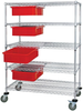 Wire Cart, 5Shelves, 4Bin W/ Slides, Red; No. Of Bins Quantum Storage - 44AC7964 - Newark, An Avnet Company