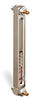 Aluminum Liquid Level Gage with Card Thermometer and Shut-off, 8” Centerline, Front Mount 1/2
