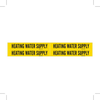 Brady B-946 Black on Yellow Vinyl Self-Adhesive Pipe Marker - 1 1/8 in Height - 3/4 in Character Height - 7 in Length - Printed Msg = HEATING WATER SUPPLY - 7130-4 - 754476-36201 - R. S. Hughes Company, Inc.