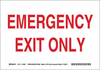 Brady B-586 Paper Rectangle White Emergency & Fire Exit Sign - 14 in Width x 10 in Height - TEXT: EMERGENCY EXIT ONLY - 115925 - 754473-18568 - R. S. Hughes Company, Inc.