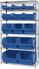 Open Wire Shelving, 6Shelves, 13Bin, Blu; Shelving Unit Type Quantum Storage - 44AC8185 - Newark, An Avnet Company
