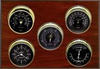 5 Instrument Weather Station - Professional, PVD Brass cases, Black dials, Mahogany panel -  - Maximum Weather Instruments