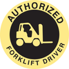 Brady B-946 Black on Yellow Circle Vinyl Hard Hat Label - Printed Text = AUTHORIZED FORKLIFT DRIVER - 42229 - 754476-42229 - R. S. Hughes Company, Inc.