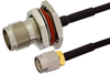SMA Male to TNC Female Bulkhead Semi-Flexible Precision Cable 6 Inch Length Using PE-SR405FLJ Coax, LF Solder, RoHS - PE39489-6 - Pasternack