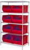 Open Wire Shelving, 5Shelves, 8Bins, Red; Shelving Unit Type Quantum Storage - 44AC8170 - Newark, An Avnet Company