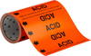 Brady B-946 Black on Orange Vinyl Self-Adhesive Pipe Marker - 8 in Height - 30 ft Length - Printed Msg = ACID with Left Arrow - 108442 - 754473-66674 - R. S. Hughes Company, Inc.