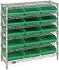 Open Wire Shelving, 6Shelves, 15Bin, Grn; Shelving Unit Type Quantum Storage - 44AC8225 - Newark, An Avnet Company