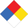 Brady B-595 Blue / Red / Yellow on White Square Vinyl Right-To-Know / Compliance Label - 4 in Width - 4 in Height - 115765 - 754473-99830 - R. S. Hughes Company, Inc.