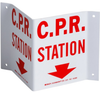 Brady B-493 Polystyrene Rectangle White CPR & Choking Information Sign - 10 in Width x 5.5 in Height - TEXT: CPR STATION - 45369 - 754476-45369 - R. S. Hughes Company, Inc.