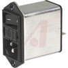 AC inlet with line filter, switch, fuseholder, 1-pole, 4 amp filter, 5x20mm fuse -- 70080280