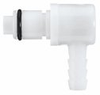 Quick-Disconnect Hose Barb Elbow Insert; Straight-through, PP, 1/4
