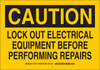 Brady B-555 Aluminum Rectangle Yellow Lockout / Tagout Sign - 10 in Width x 7 in Height - 127512 - 754473-75851 - R. S. Hughes Company, Inc.