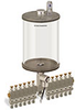 Levelux Clear View Multiple Feed Electro Lubricator, 1/2 gal Acrylic Reservoir, 12 Feeds, 1/4” OD Tube Outlets, 120V/60Hz - B5177-064AB1212061W - Oil-Rite Corp.