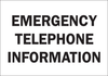 Brady B-555 Aluminum Rectangle White Emergency Telephone Information Sign - 14 in Width x 10 in Height - TEXT: EMERGENCY TELEPHONE INFORMATION - 43511 - 754476-43511 - R. S. Hughes Company, Inc.