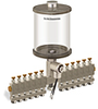 Clear View Multiple Feed Electro Lubricator, 1 qt Acrylic Reservoir, 12 Feeds, 1/8