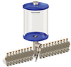 Blue Color Key, Clear View Multiple Feed Electro Lubricator, 1/2 gal Acrylic Reservoir, 19 Feeds, 1/8
