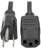 Desktop Computer AC Power Cable, NEMA 5-15P to C13 - 10A, 125V, 18 AWG, 3 ft., Black - P006-003 - Tripp Lite by Eaton