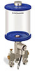 Blue Color Key, Clear View Multiple Feed Electro Lubricator, 1 qt Pyrex Reservoir, 2 Feeds, 1/8