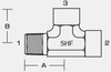 5602 - MALE NPT x FEMALE NPT x FEMALE NPT TEE -- 5602-02-02-02 - Image