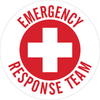Brady B-946 Red on White Circle Vinyl Hard Hat Label - Printed Text = EMERGENCY RESPONSE TEAM - 49556 - 754476-49556 - R. S. Hughes Company, Inc.