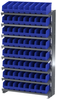Akro-Mils APRS 400 lb Blue / Green / Red / White / Yellow Gray Powder Coated Steel 16 ga Single Sided Fixed Rack - 36 3/4 in Overall Length - 64 Bins - Bins Included - APRS040 -- APRS040 - Image