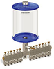Blue Color Key, Clear View Multiple Feed Manual Lubricator, 1/2 gal Acrylic Reservoir, 13 Feeds, 1/8